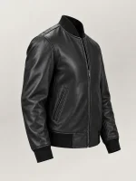 Men's Amalfi Black Leather Bomber Jacket