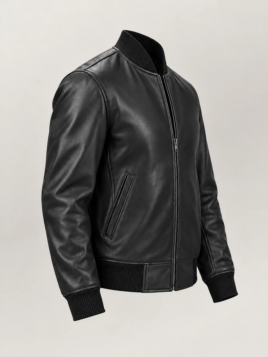 Men's Amalfi Black Leather Bomber Jacket