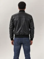 Men's Amalfi Black Leather Bomber Jacket
