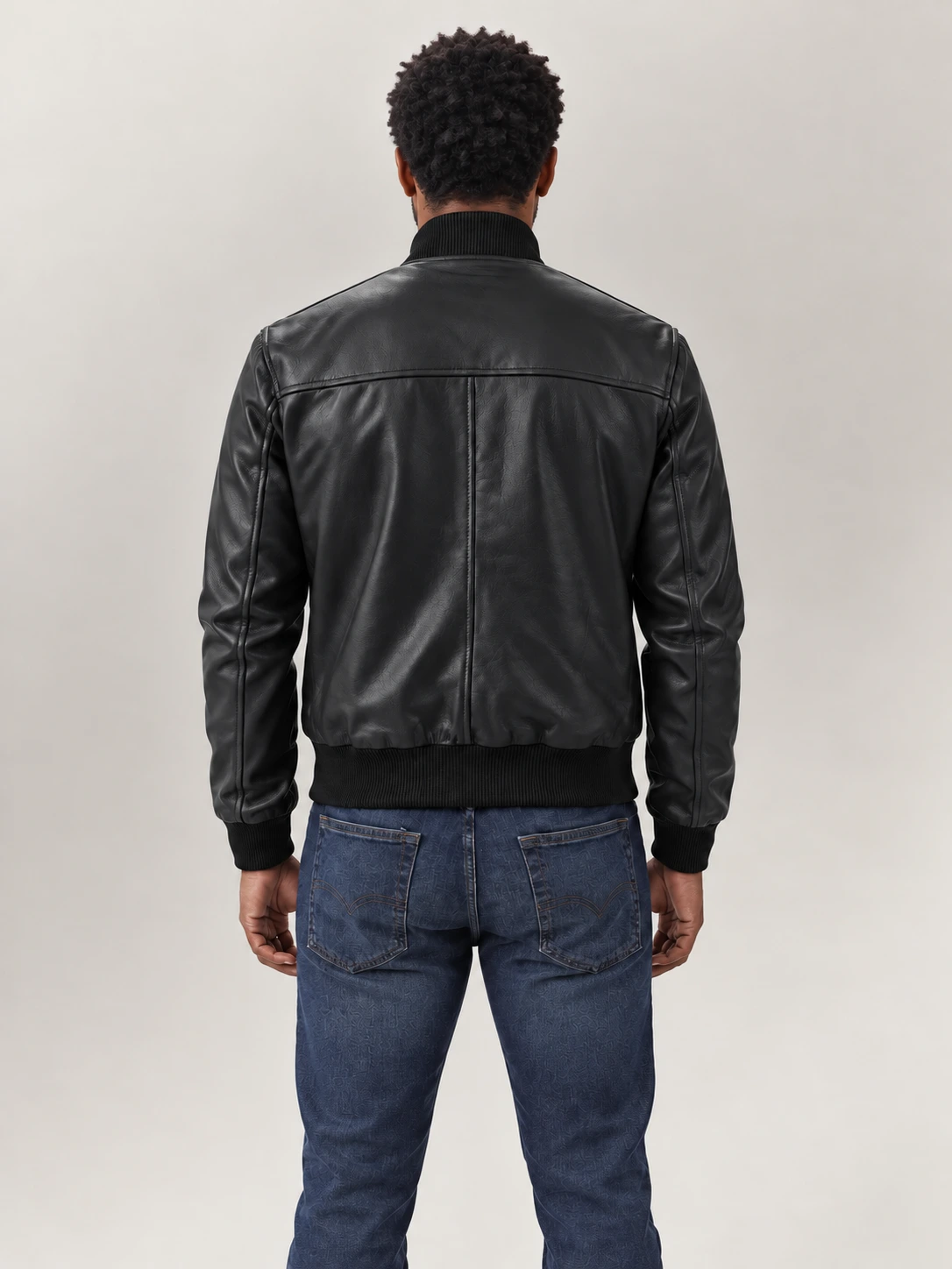 Men's Amalfi Black Leather Bomber Jacket
