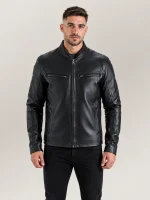 Men's Firenze Black Leather Biker Jacket
