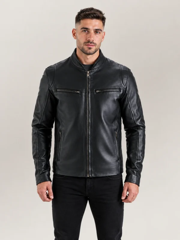 Men's Firenze Black Leather Biker Jacket