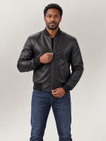 Men's Amalfi Black Leather Bomber Jacket