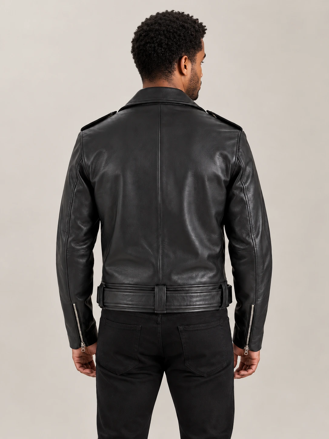 Men's Positano Black Biker Leather Jacket