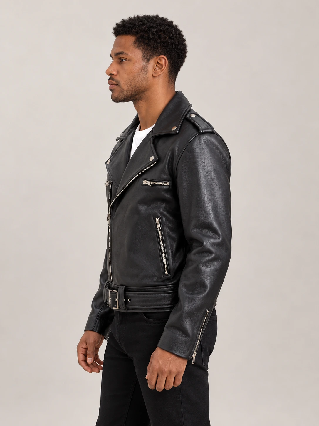 Men's Positano Black Biker Leather Jacket