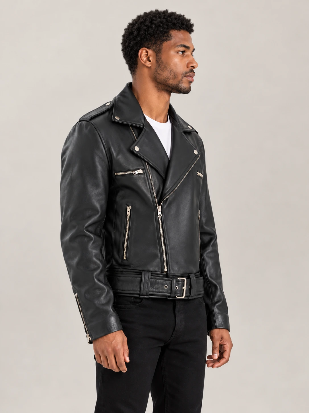 Men's Positano Black Biker Leather Jacket