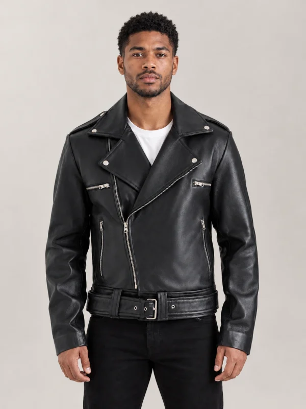 Men's Positano Black Biker Leather Jacket