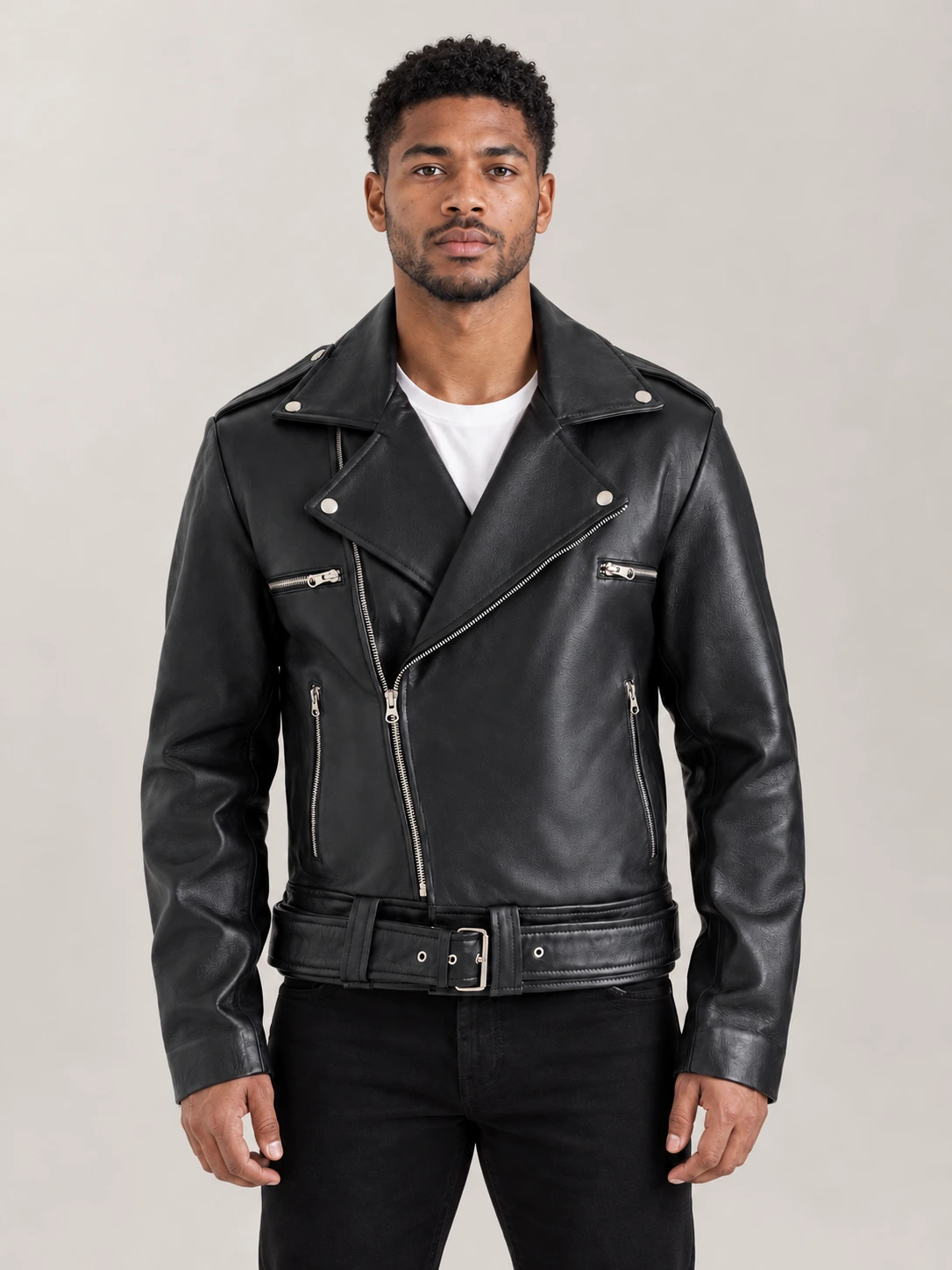 Men's Positano Black Biker Leather Jacket