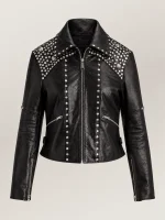 Women's Studded Leather Moto Jacket