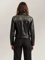 Women's Studded Leather Moto Jacket