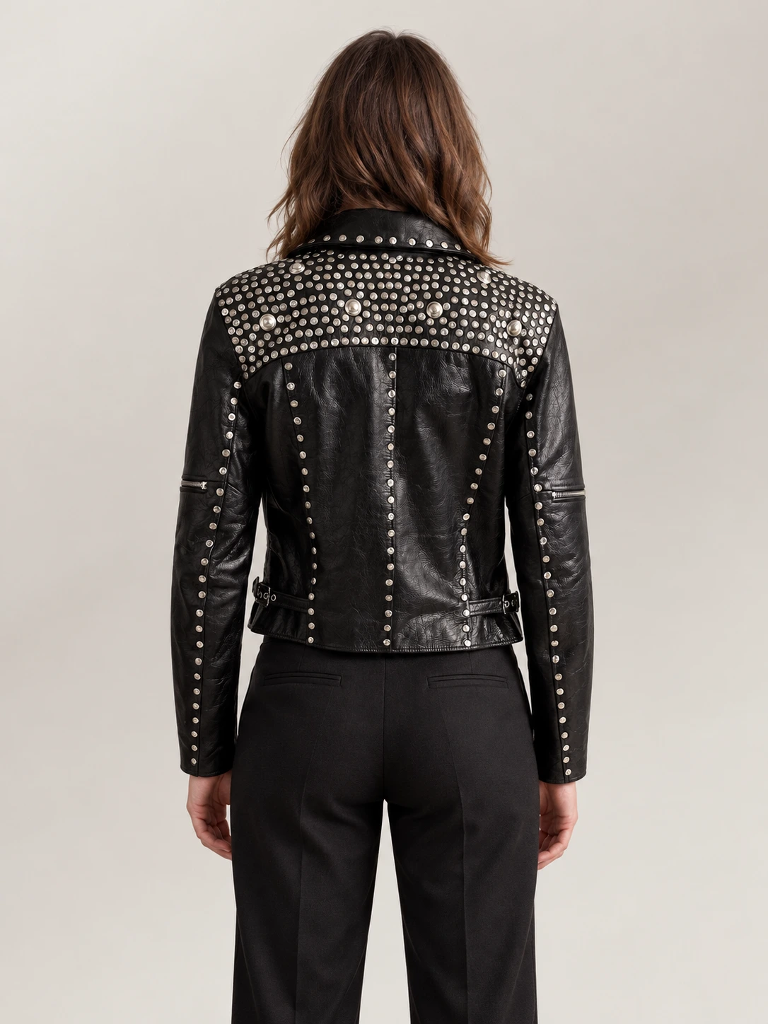 Women's Studded Leather Moto Jacket