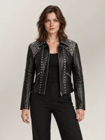 Women's Studded Leather Moto Jacket