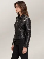 Women's Studded Leather Moto Jacket