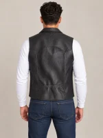 Men’s Black Nubuck Bison Ranchers Leather Vest