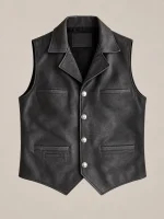 Men’s Black Nubuck Bison Ranchers Leather Vest