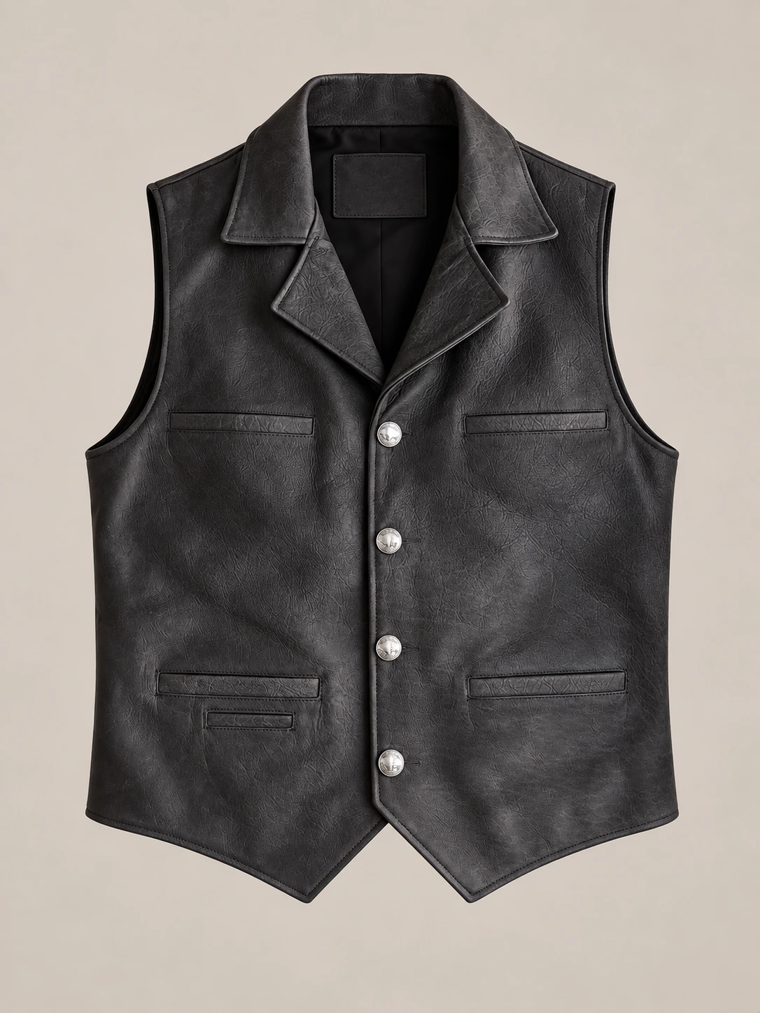 Men’s Black Nubuck Bison Ranchers Leather Vest