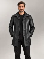 Men's Sicilia Black Leather Coat