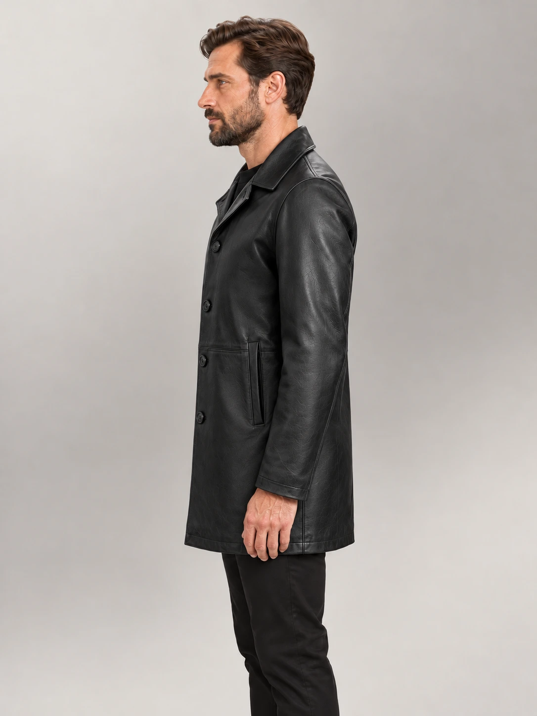 Men's Sicilia Black Leather Coat