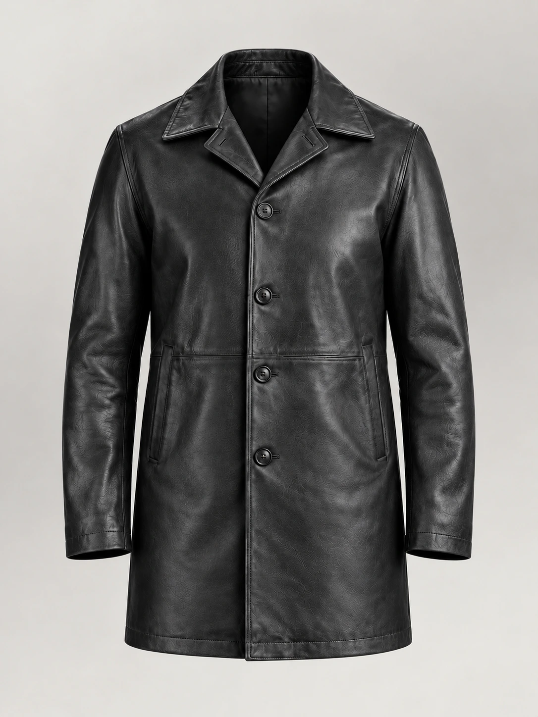 Men's Sicilia Black Leather Coat