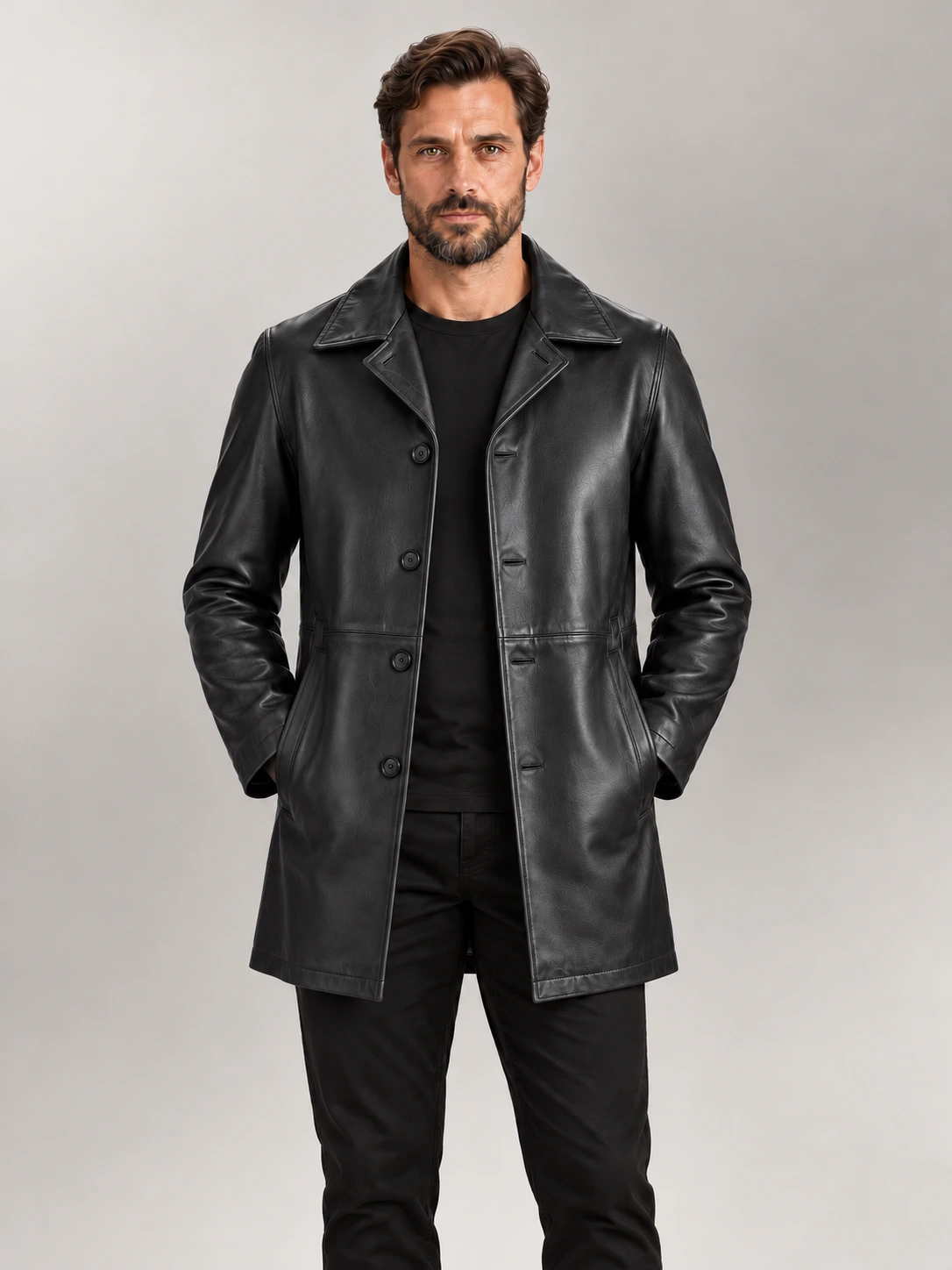 Men's Sicilia Black Leather Coat