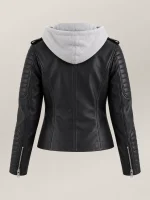 Women's Lavaredo Black Hooded Leather Bomber Jacket