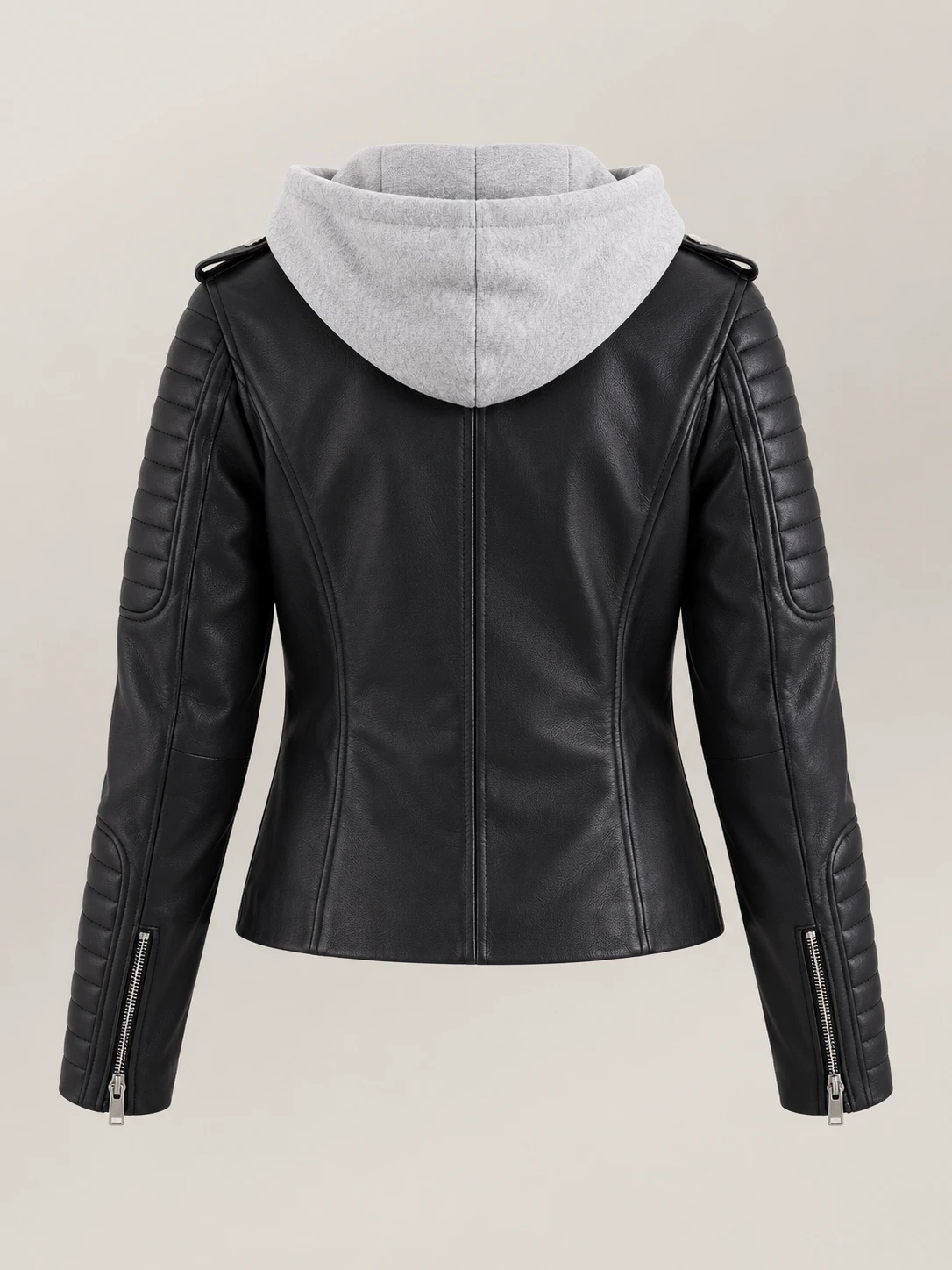 Women's Lavaredo Black Hooded Leather Bomber Jacket