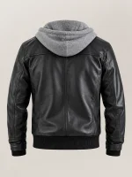 Men's Palermo Black Hooded Leather Bomber Jacket