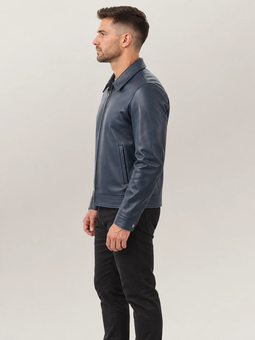 Men's Tropea Blue Leather Jacket
