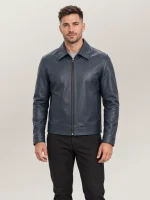 Men's Tropea Blue Leather Jacket