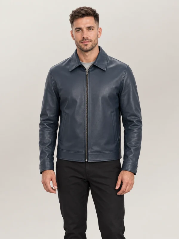 Men's Tropea Blue Leather Jacket