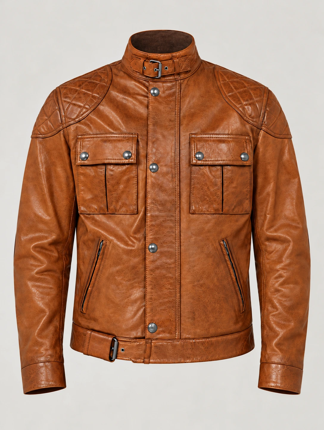 Men's Burnt Cuero Brooklands Motorcycle Jacket
