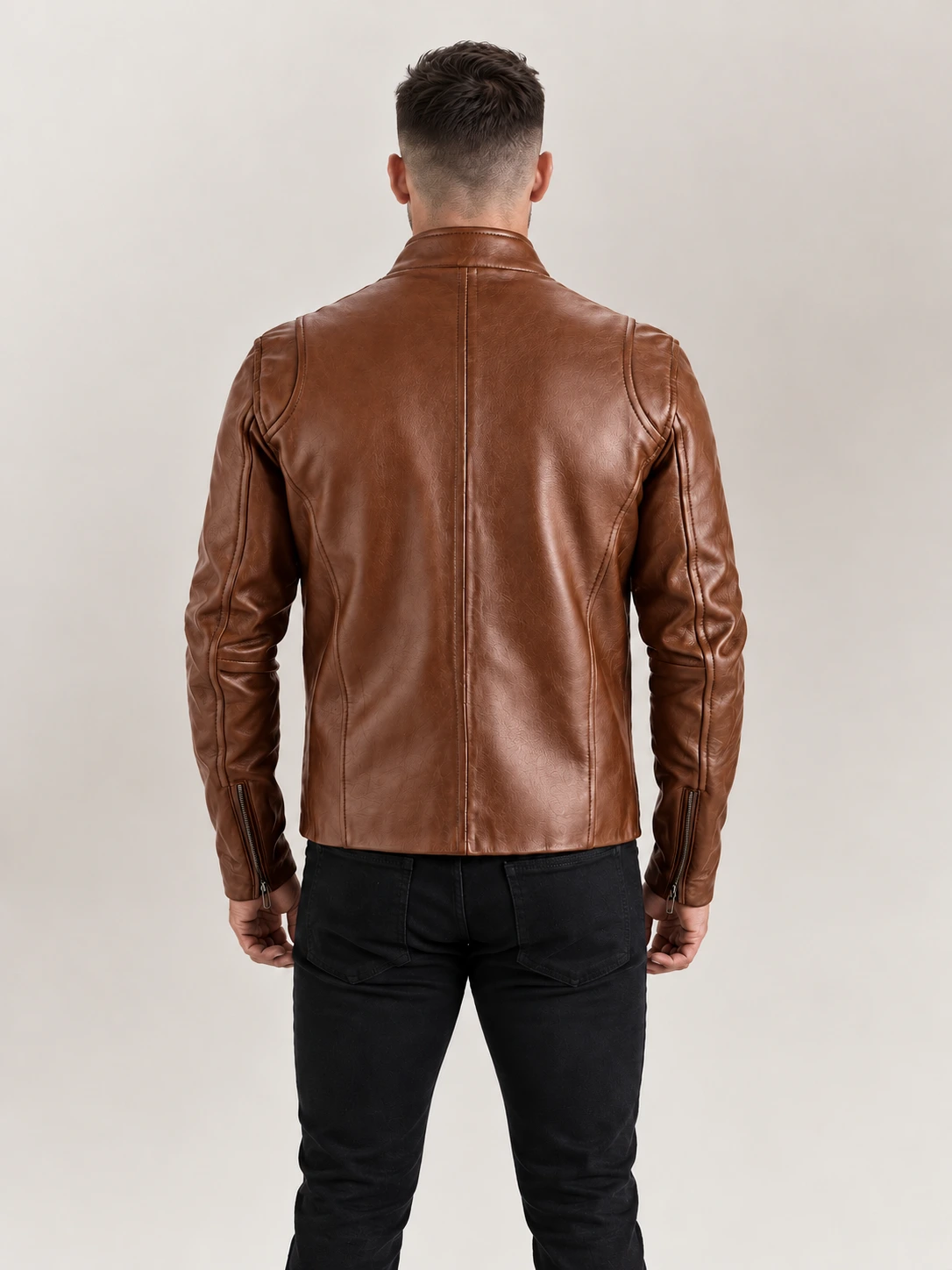Men's Firenze Brown Leather Biker Jacket