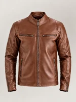 Men's Firenze Brown Leather Biker Jacket