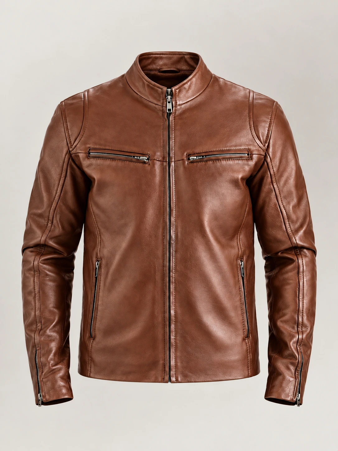 Men's Firenze Brown Leather Biker Jacket