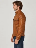 Men's Burnt Cuero Brooklands Motorcycle Jacket