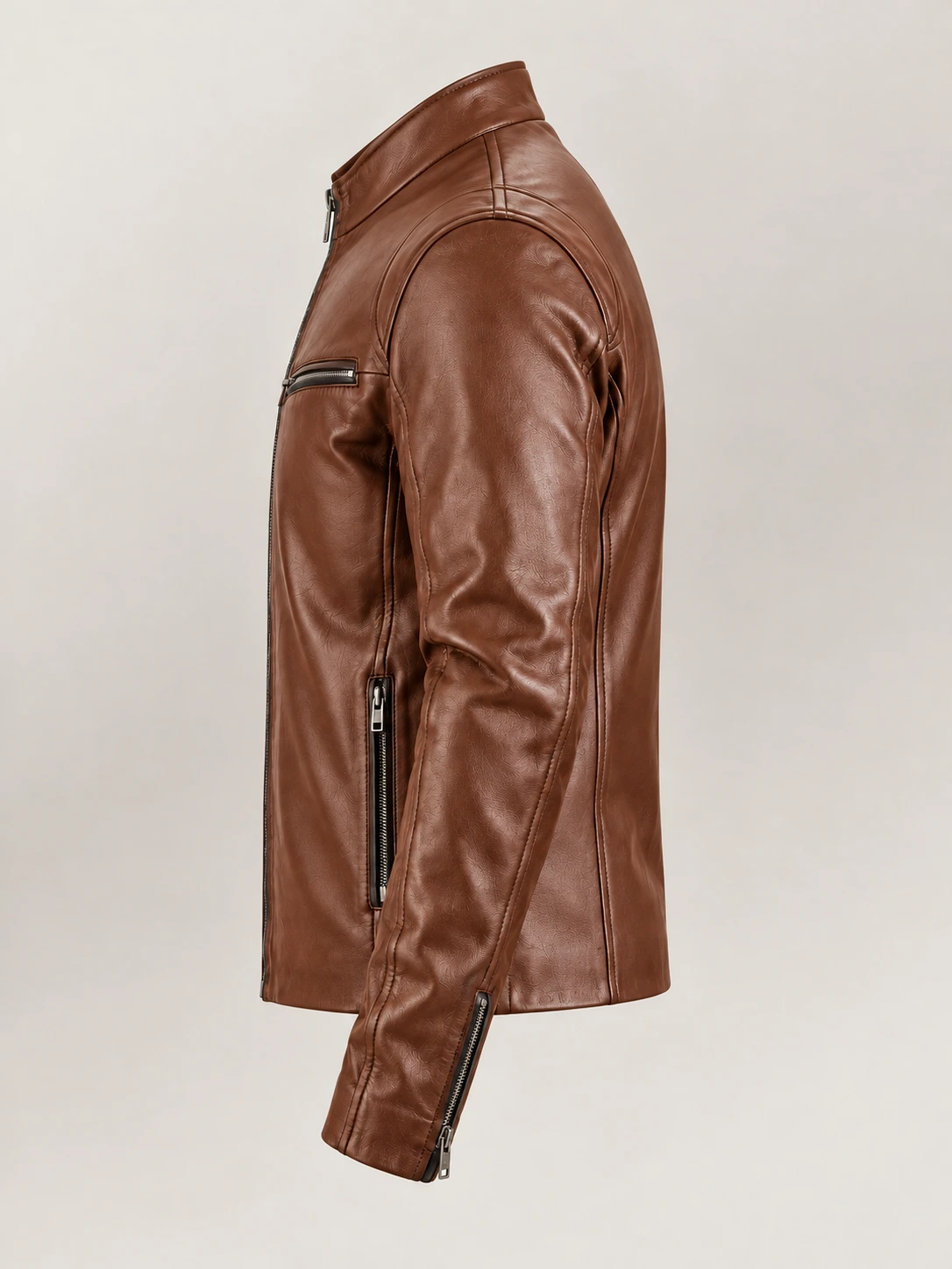 Men's Firenze Brown Leather Biker Jacket