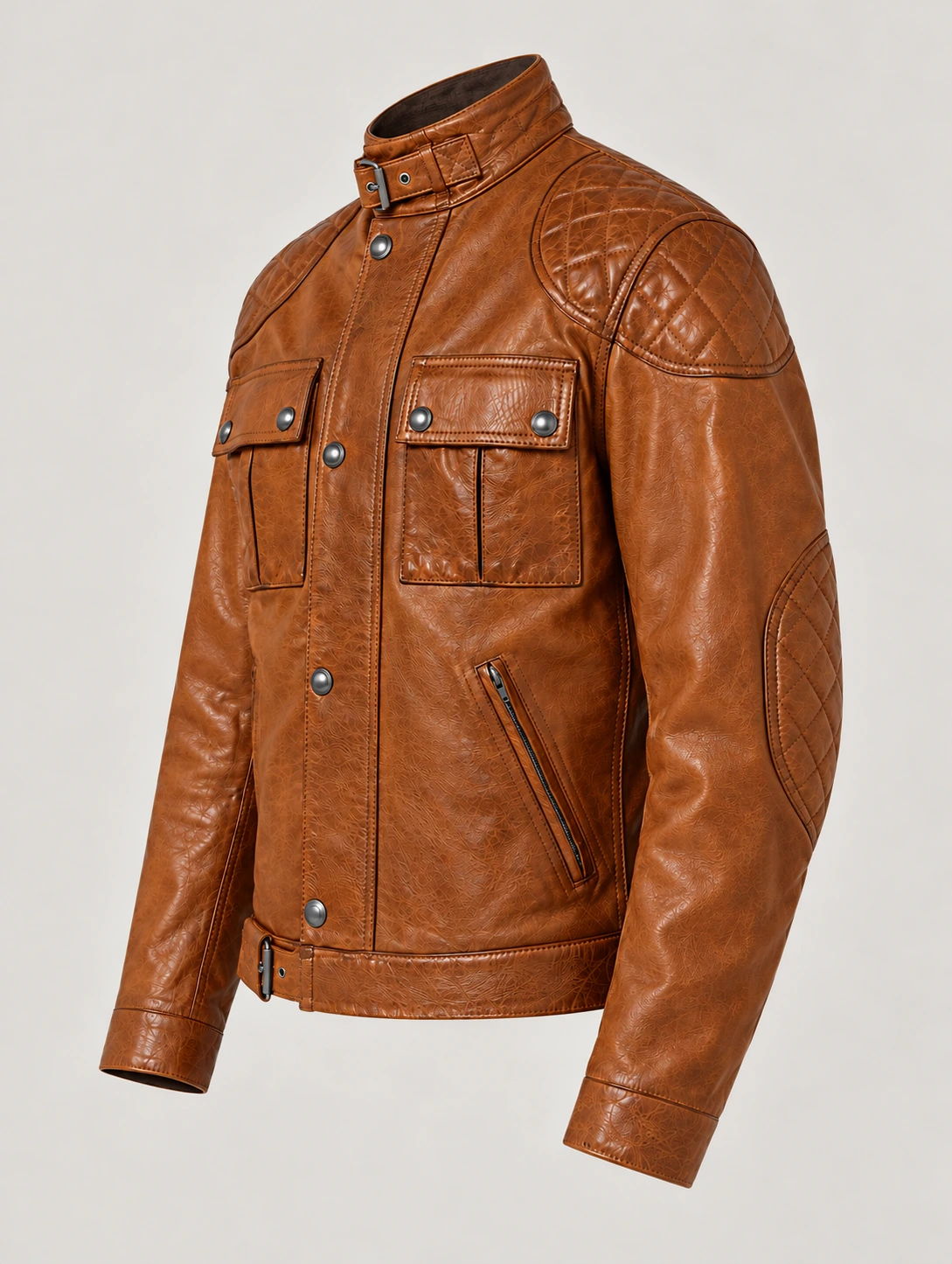 Men's Burnt Cuero Brooklands Motorcycle Jacket