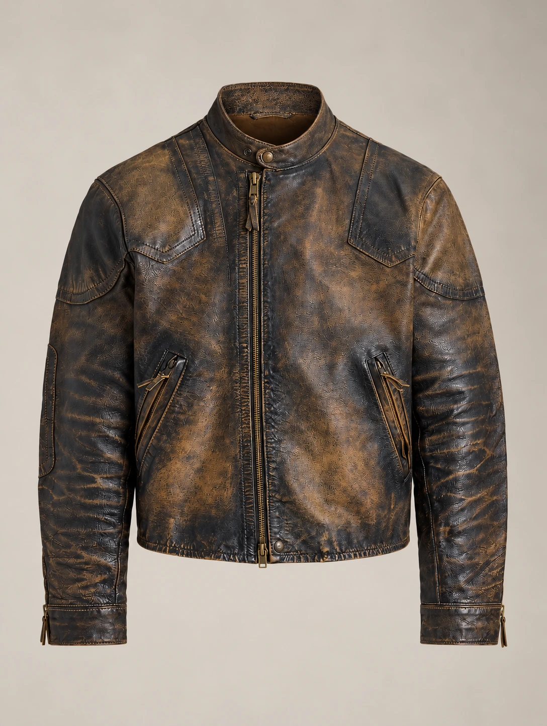 Men's Brown Leather Motorcycle Jacket