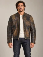 Men's Brown Leather Motorcycle Jacket