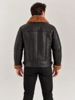 Men's Merano Black Real Shearling Bomber Jacket