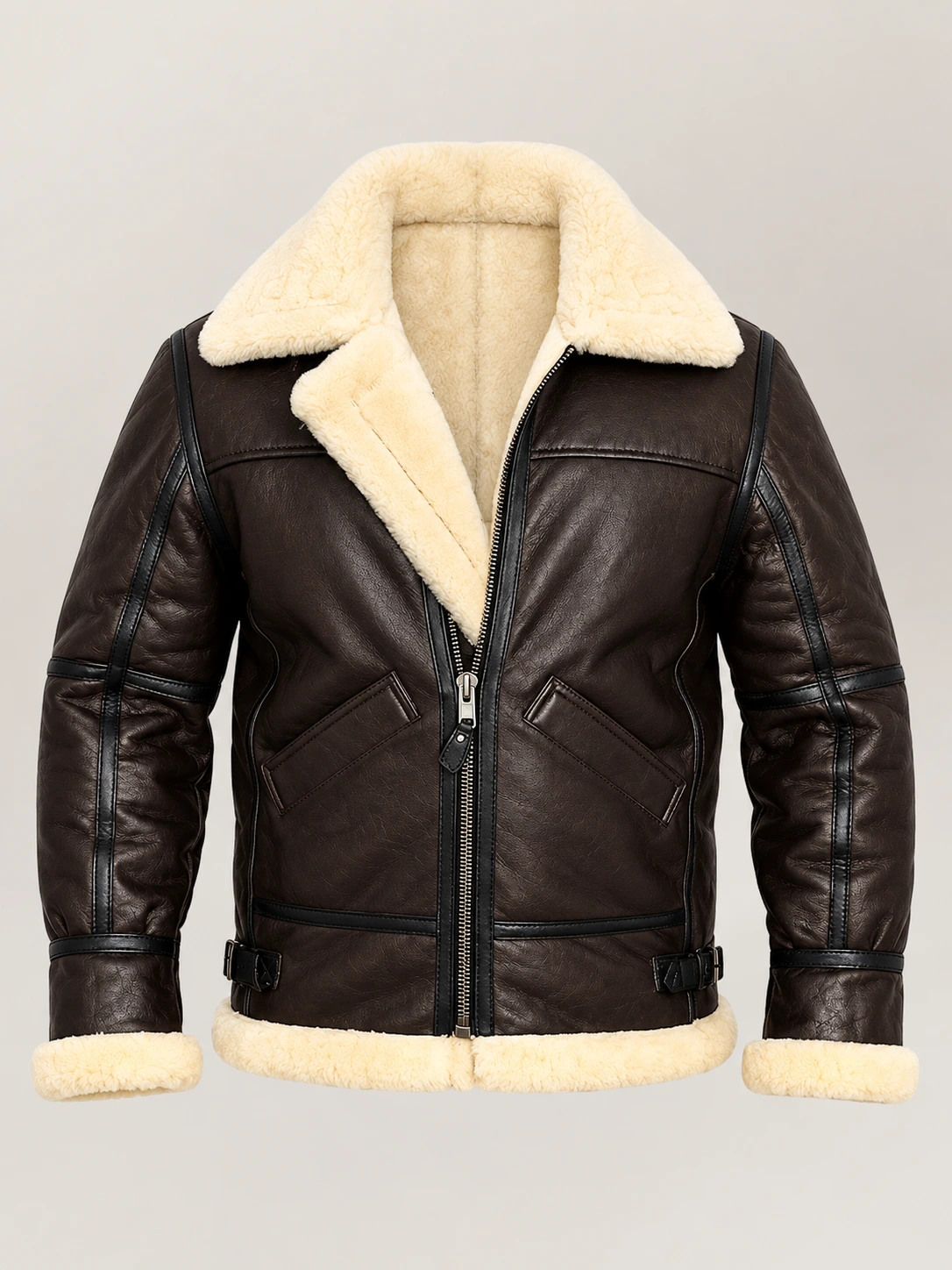 Men's Prime Trentino B3 Brown Real Shearling Bomber Jacket