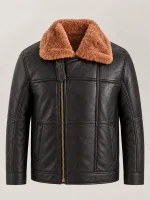 Men's Merano Black Real Shearling Bomber Jacket
