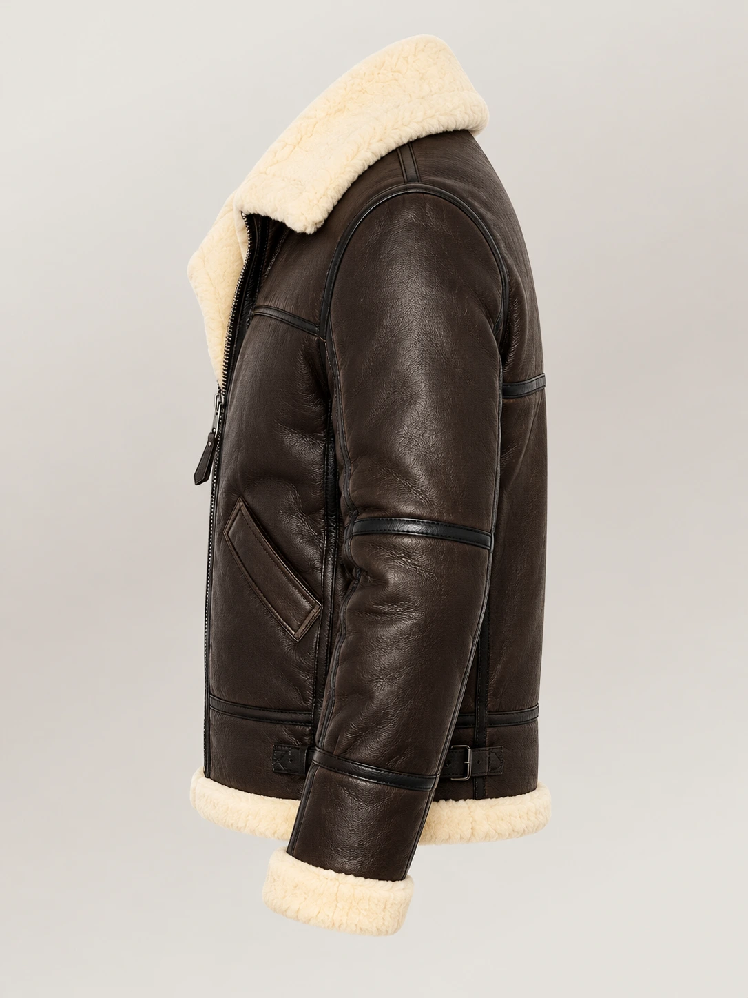 Men's Prime Trentino B3 Brown Real Shearling Bomber Jacket