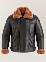 Men's Merano Black Real Shearling Bomber Jacket