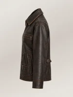 Women's Brown Leather Moto Jacket