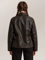 Women's Brown Leather Moto Jacket