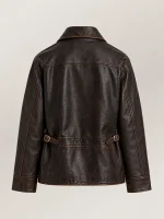 Women's Brown Leather Moto Jacket