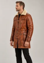 Men's Monte Rosa Distressed Tan Real Shearling Bomber Coat