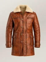 Men's Monte Rosa Distressed Tan Real Shearling Bomber Coat