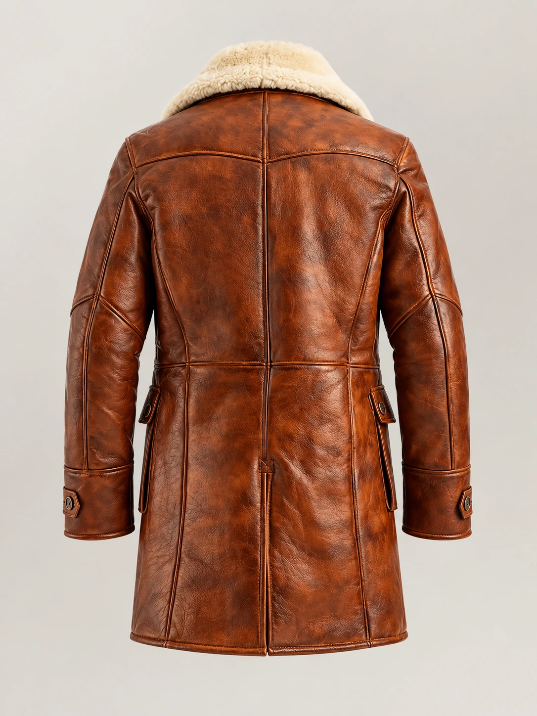Men's Monte Rosa Distressed Tan Real Shearling Bomber Coat